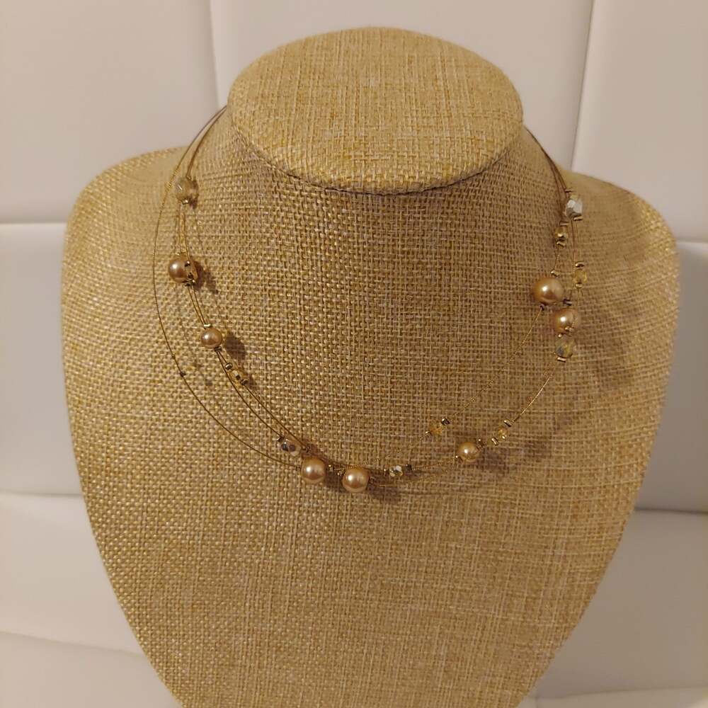Lia Sophia Gold Tone Faux Pearls with Beads 16" Necklace